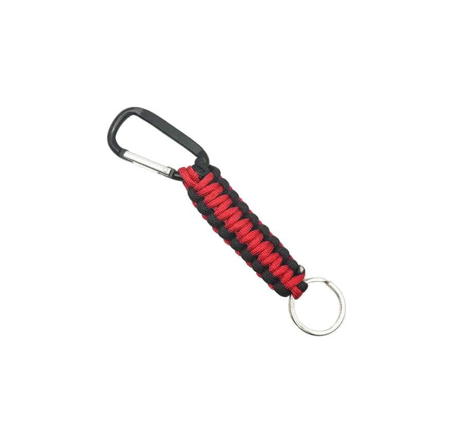 Porte-clé avec petit mousqueton en paracorde rouge et noire